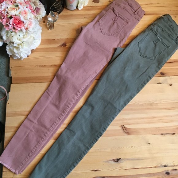 2 Pairs Distressed Ripped High Rise Skinny Jeans - Picture 1 of 16